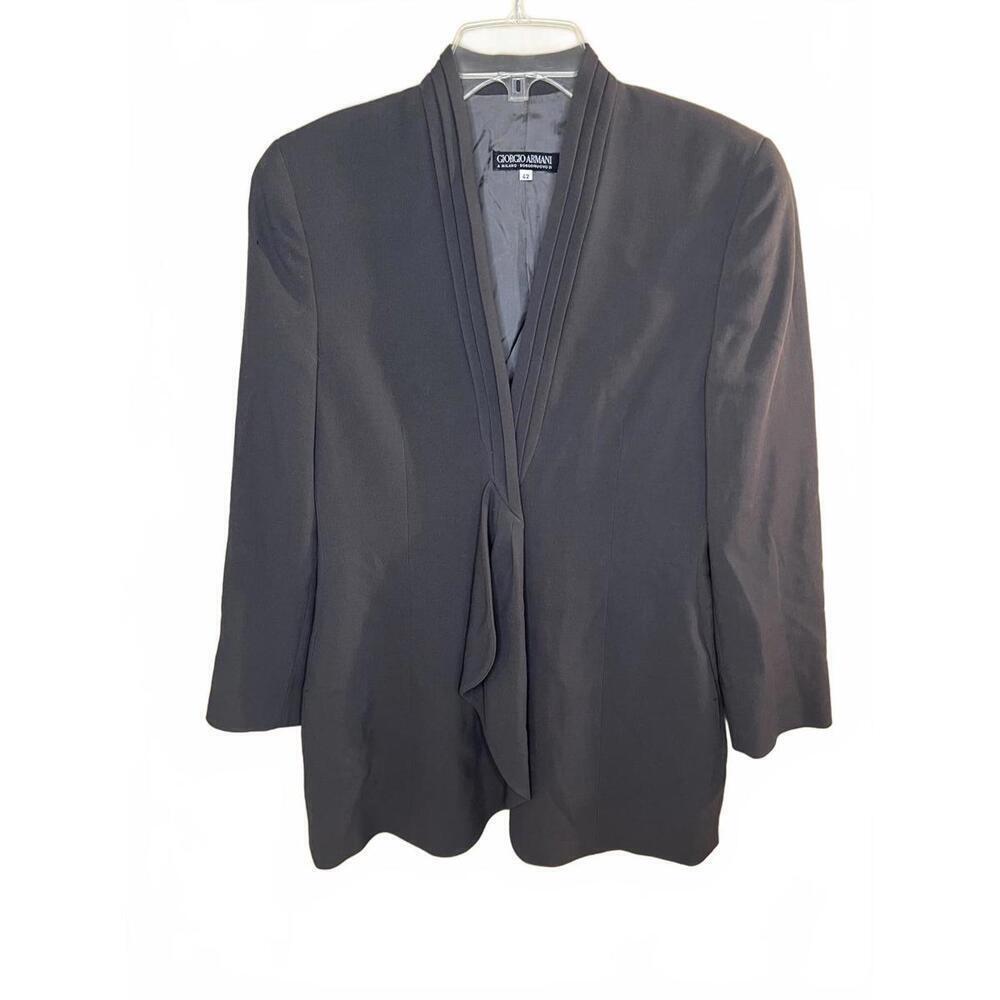 Giorgio Armani Black Label Women Gray Cupro Blazer Single Button Size 42 IT 8 US